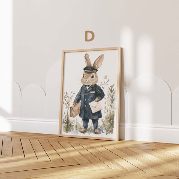 Süße Waldtiere Poster · Geschenkidee · Aquarell Fuchs Waschbär Wolf und Hase Illustration · Kinderzimmer Wanddeko · Print ohne Rahmen - D / 15 x 20 cm