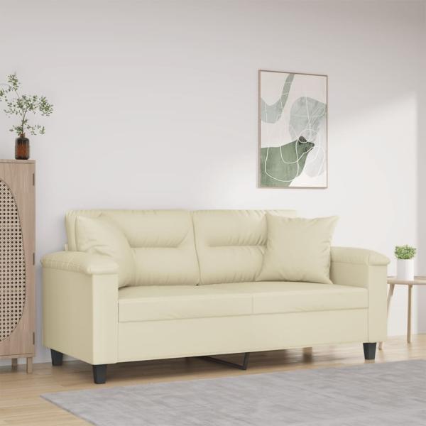 vidaXL 2-Sitzer-Sofa mit Zierkissen Creme 140 cm Kunstleder 3200989