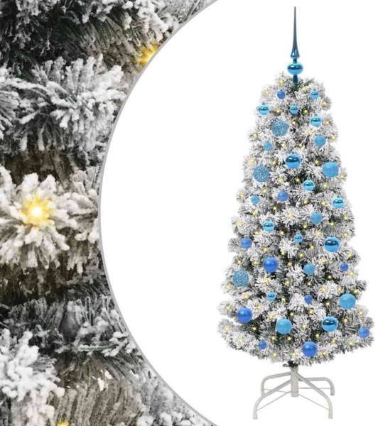 vidaXL Künstlicher klappbarer Weihnachtsbaum Grün und Weiß 150 cm 3395593