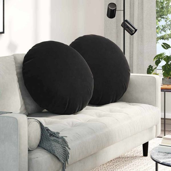 vidaXL Sitzkissen 2 pcs Schwarz Ø60 x 21 cm Samt 42014217