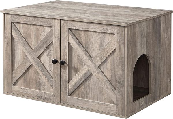 FEANDREA Katzenklo Schrank, Katzenschrank mit Türen, für Katzentoilette, Katzenhaus, einfache Montage von SONGMICS PCL002G01