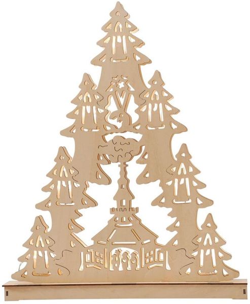 Holzdeko Tannenbaum mit 10 LEDs Warmweiß
