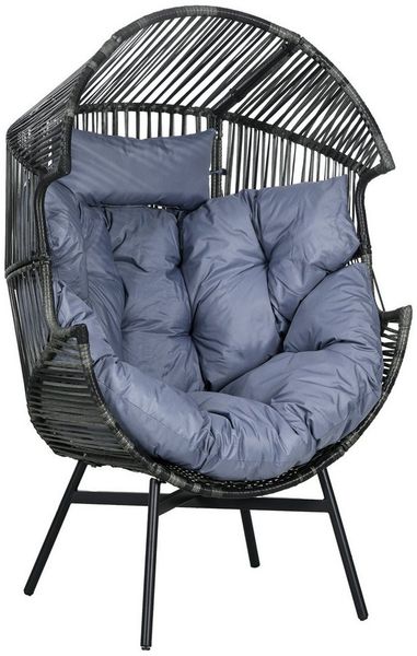 MC Star Gartensessel Rattansessel Outdoor-Sessel Gartensessel, PE-Rattan (89 x 75 x 143 cm, Grau+Schwarz)
