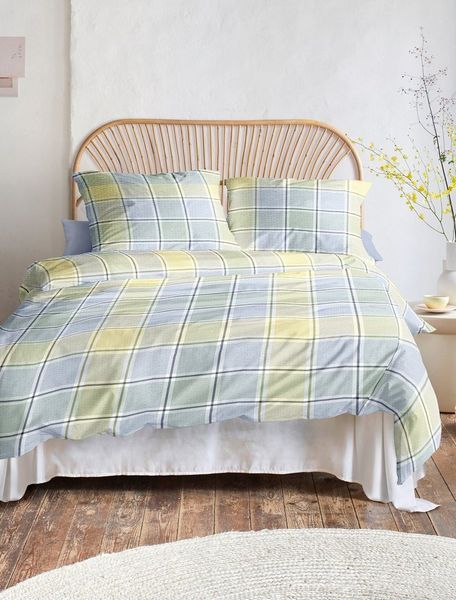 Irisette Seersucker Bettwäsche Easy 8715-20 Kariert blau grau 135x200