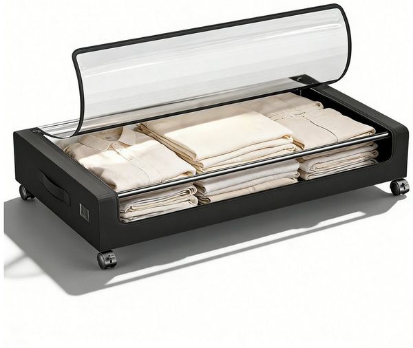 Sekey Unterbettkommode Unterbett Aufbewahrungsbox mit deckel transparente Aufbewahrungstasche, 2 St Organizer mit Rollen für Kleiderschrank zur Aufbewahrung
