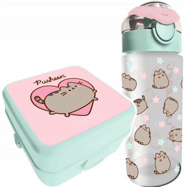 Festivalartikel Trinkflasche PUSHEEN ST. Right Set – Trinkflasche 500ml + Brotdose BPA-Frei