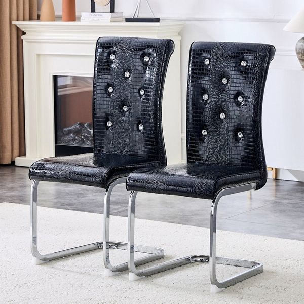 ANYSUN Esszimmerstuhl 2er Set Esszimmer Stühle,Küchenstuhl,Schwingstuhl (Polsterte Essstühle, mit Kristallschnalle Design und galvanisierte Metallbeine, 2 St), Hoher Rückenlehne,Moderner Küchenstuhl,für Wohnzimmer Konferenzraum