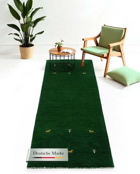 carpetfine Wollteppich Gabbeh Uni, auch als Läufer und Rund erhältlich, rechteckig, Höhe: 15 mm, reine Wolle, handgewebt, Gabbeh Loom Tiermotiv, große Farbauswahl