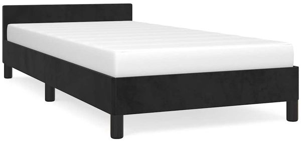 Einzelbettgestell Design für Erwachsene mit Kopfteil ohne Matratze Schwarz 90x190 cm Samt d3098e