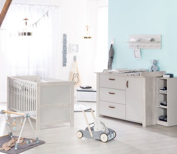 roba Kinderzimmerset 'Mila' 3-teilig - Bett 70 x 140 - Kleiderschrank 3-türig - Grau / Weiß