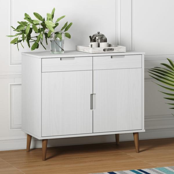 vidaXL Sideboard MOLDE Weiß 90x40x80 cm Massivholz Kiefer 350547