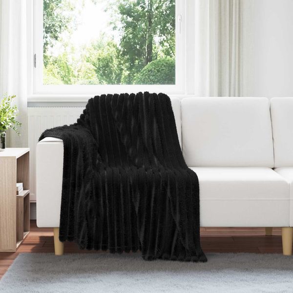 vidaXL Überwurfdecke Schwarz 150 x 130 cm Fleece 42016841