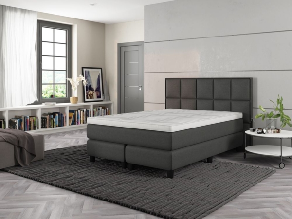 Bengus Boxspringbett 'Oslo', Anthrazit, 140 x 200 cm, H5