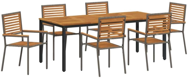 vidaXL Garten Essgruppe 7 pcs Grau und Braun Poly-Rattan 3365506