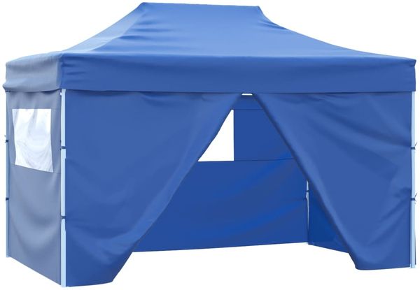 vidaXL Faltzelt Pop-Up mit 4 Seitenteilen 3x4,5 m Blau 42512