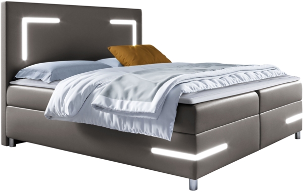 Boxspringbett Leleni LED, Anthrazit, 200 x 200 cm