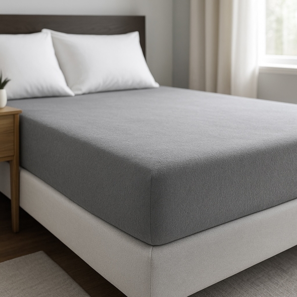 Thermofleece Spannbettlaken 180-200 x 200 cm + 30 cm mit Rundumgummizug - 125 gsm Grau Bild 2