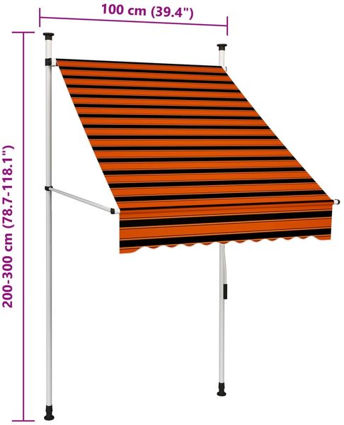 vidaXL Einziehbare Markise Handbetrieben 100 cm Orange und Braun 145834 Bild 7
