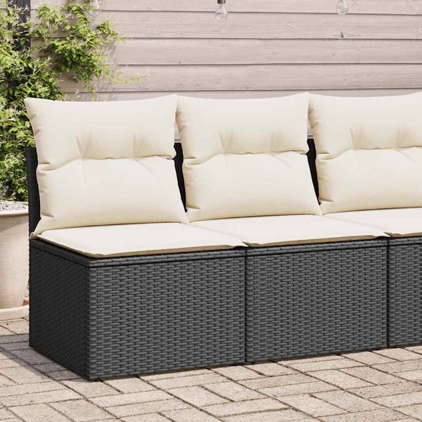 vidaXL 2-tlg. Garten-Sofagarnitur mit Kissen Schwarz Poly Rattan 3325232