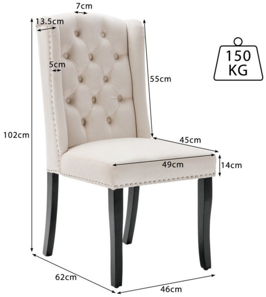 Flieks Esszimmerstuhl (Set, 6 St), 6er Set Polsterstuhl Wohnzimmerstuhl Samt, Eichenbeine Bild 2