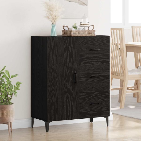 vidaXL Sideboard Schwarz Eichen-Optik 69,5 x 34 x 90 cm Holzwerkstoff 880663