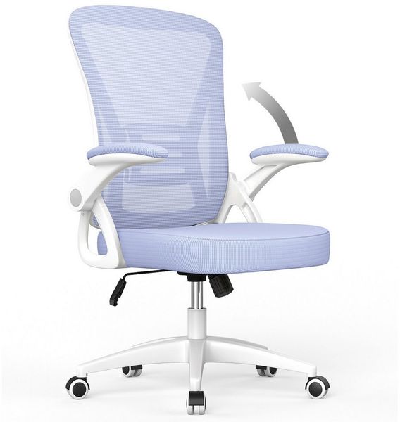 BIGZZIA Bürostuhl Ergonomischer Sitz, Sessel mit 90° klappbarer Armlehne,Lordosenstütze,höhenverstellbar