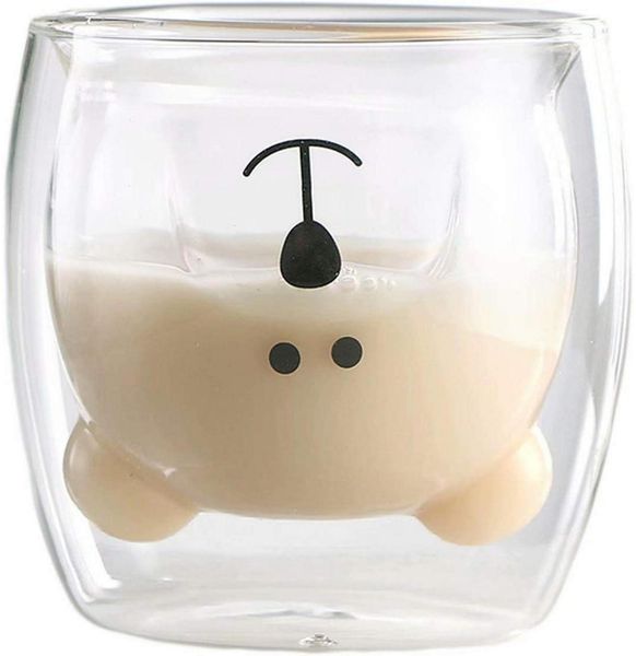 Süße Bär Glastasse Doppelwandige Kaffeegläser Bärenmotiv Isolierglas Set 250ml