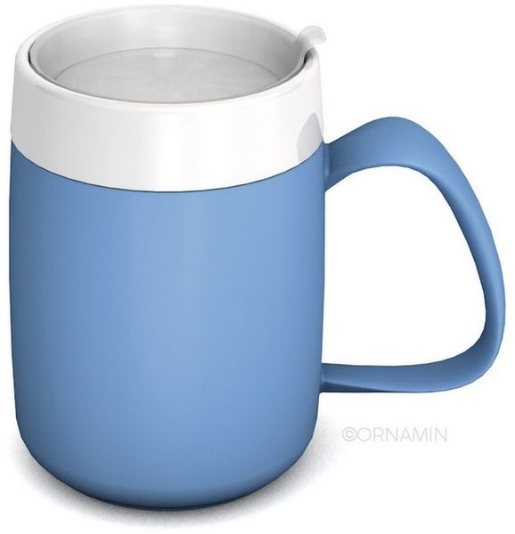 Ornamin Schnabelbecher Becher mit Trink-Trick mit Schnabelaufsatz/Trinkaufsatz, 2-tlg, Kunststoff, Trinkhilfe l Alltagshilfe l bruchstabil l BPA-frei l Made in Germany