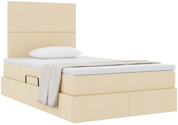 vidaXL Aufbewahrungsbett mit Matratze Creme 120 x 200 cm Stoff 3371713 Bild 3