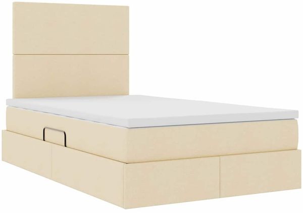 vidaXL Aufbewahrungsbett mit Matratze Creme 120 x 200 cm Stoff 3371713 Bild 5