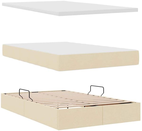 vidaXL Aufbewahrungsbett mit Matratze Creme 120 x 200 cm Stoff 3371713 Bild 8