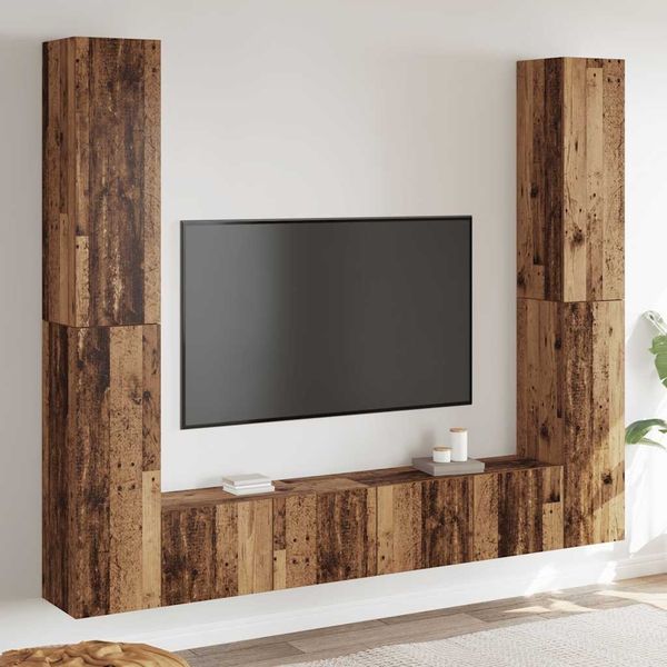 vidaXL TV-Wandschränke 6 Stk. Altholz-Optik Holzwerkstoff 3328985