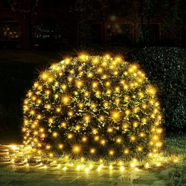 Merry 2024 LED-Lichternetz LED Lichterkette Dekolicht,Weihnachtsbeleuchtung,LED Vorhang Licht, 8 Modi,1.5x1.5M/2x2M/2x3M/4x6M,für Halloween,Party,Fensterdeko