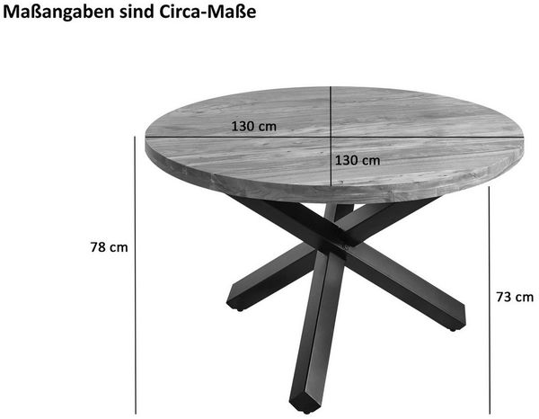 SAM® Esstisch Sintara, massives Akazienholz, runde Platte, Sterngestell aus Metall
