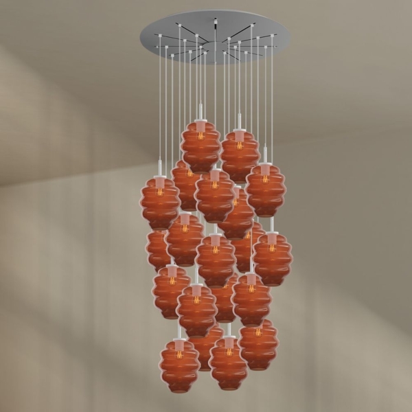 s.luce Echos Galerieleuchte 20-flammig Ø 120cm Baldachin Ø 25cm Braun, Weiß