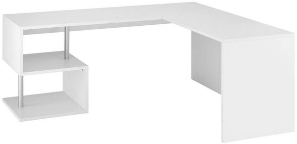 Dmora Schreibtisch Giunone, linearer PC-Schreibtisch, Mehrzweck-Bürotisch, platzsparender Schreibtisch, 100 % Made in Italy, 160 x 60 x 78 cm, glänzendes Weiß
