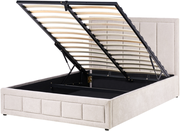 Bett mit Stauraum Stoff QUIBERON 140 x 200 cm Beige