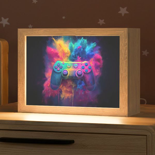 OnlyWow Nachttischlampe Lightbox Controller - Neon - Explosion - Farbenfroh - Jungen, Dimmbar, Farbwechsel, LED, Warmweiß, Kaltweiß, Neutralweiß Einstellbar, Nachtlicht, Kinder- und Babyzimmer, Dimmbar, mit Kabel, Tischleuchte