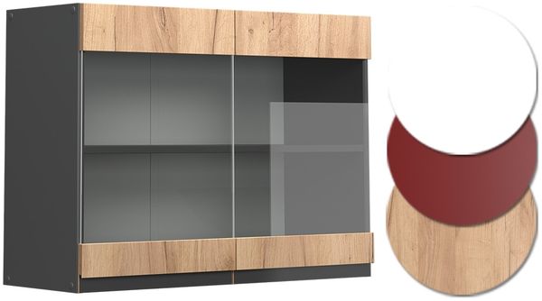 Küchenglasschrank R-Line Goldkraft Eiche 80 cm J-Shape Vicco Bild 6