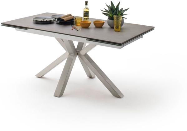 Esstisch 'NAGANO', hellgrau, Edelstahl, ausziehbar, 160-240 cm