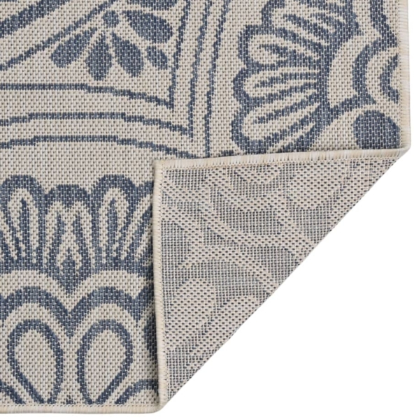 vidaXL Outdoor-Teppich Flachgewebe 80x250 cm Blaues Muster 340828