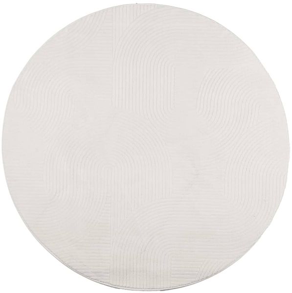 vidaXL Teppich IZA Kurzflor Skandinavischer Look Creme Ø 80 cm 375445 Bild 2