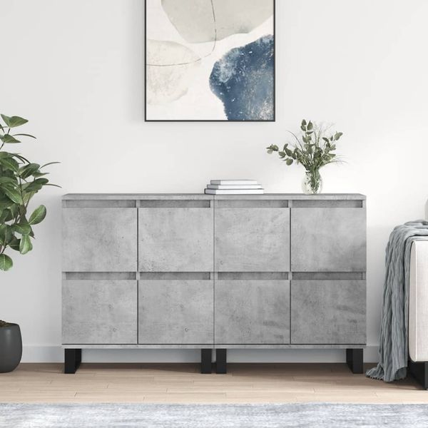 vidaXL Sideboards 2 Stk. Betongrau Holzwerkstoff 3190185