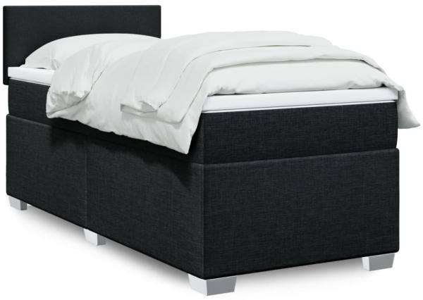 vidaXL Boxspringbett mit Matratze Schwarz 90x190 cm Stoff 3288038