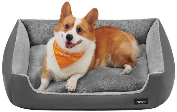 Feandrea Tierbett, L/XL Hundebett, Hundekorb mit Wendekissen