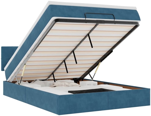 vidaXL Ottoman-Bett mit Matratze Dunkelblau 140x190 cm Samt 3311775