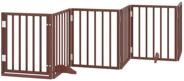 vidaXL 6-tlg. Hundetor mit Tür Faltbar Braun 300 cm Pappelholz 352197