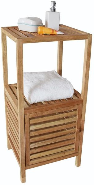 Badregal mit 3 Ablagen aus Walnussholz Badzimmerregal Handtuchregal Holzregal