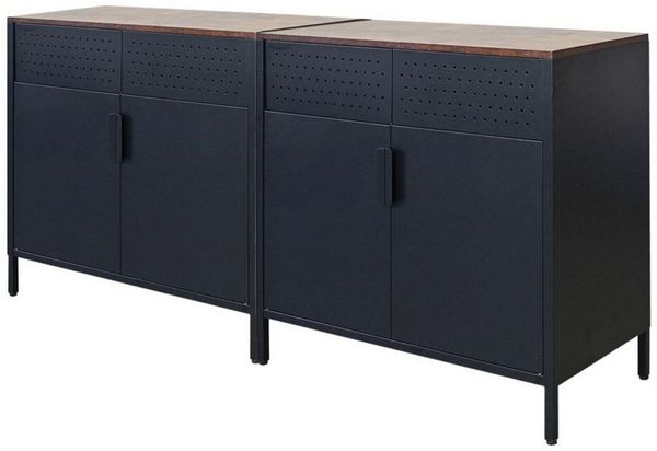 PROREGAL® Mehrzweckschrank MegaDeal Flügeltürenschrank LION mit 2 Türen & Magnetverschluss (2-St) Robuster Flügeltürenschrank Stahlschrank Büroschrank Kommode