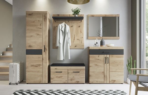 Garderoben-Set >Grano< (5-teilig) Viking Eiche Dekor - 248x195x38 (BxHxT)